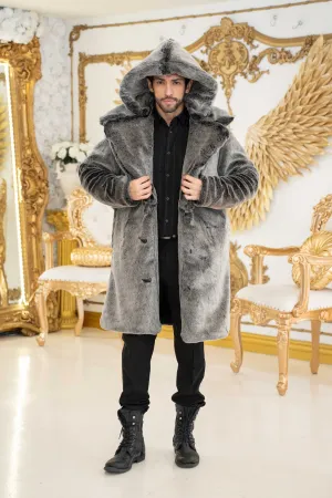 Men's Dutch Snap off Hood Coat  in "Silver Jaguar" STOCK