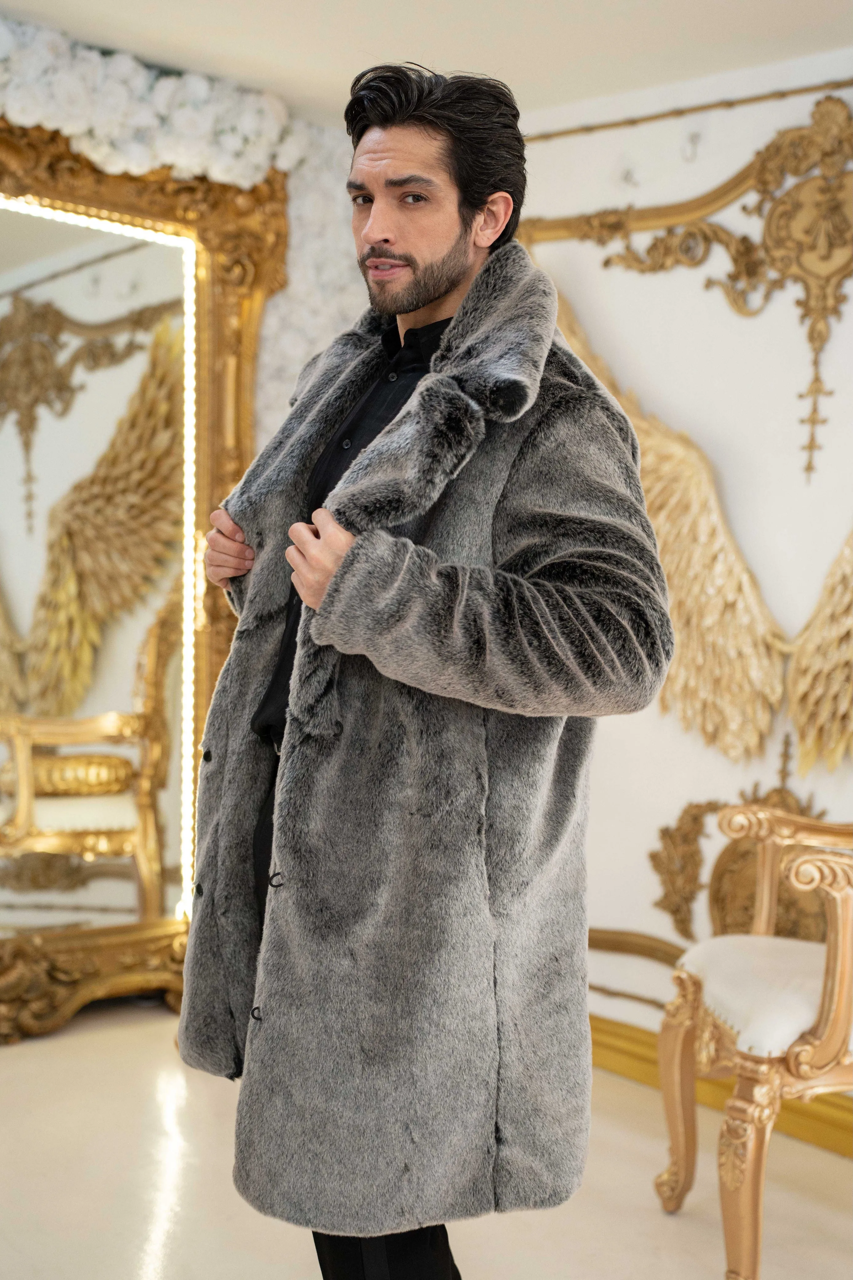 Men's Dutch Snap off Hood Coat  in "Silver Jaguar" STOCK