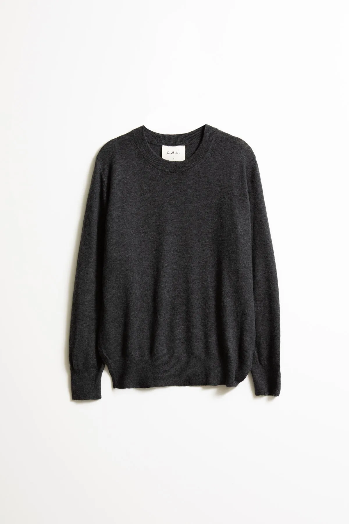Merino O-Neck Sweater in Charcoal Grey