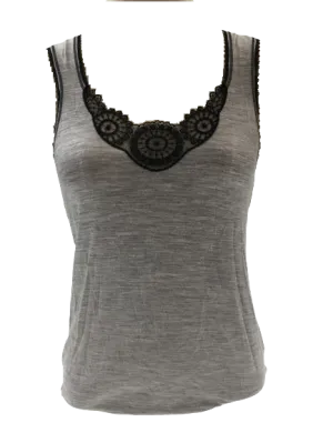 MERINO SKINS Ladies Dianthe Tank Top Thermal Merino Wool Rich Thermals - Soft Grey Marle