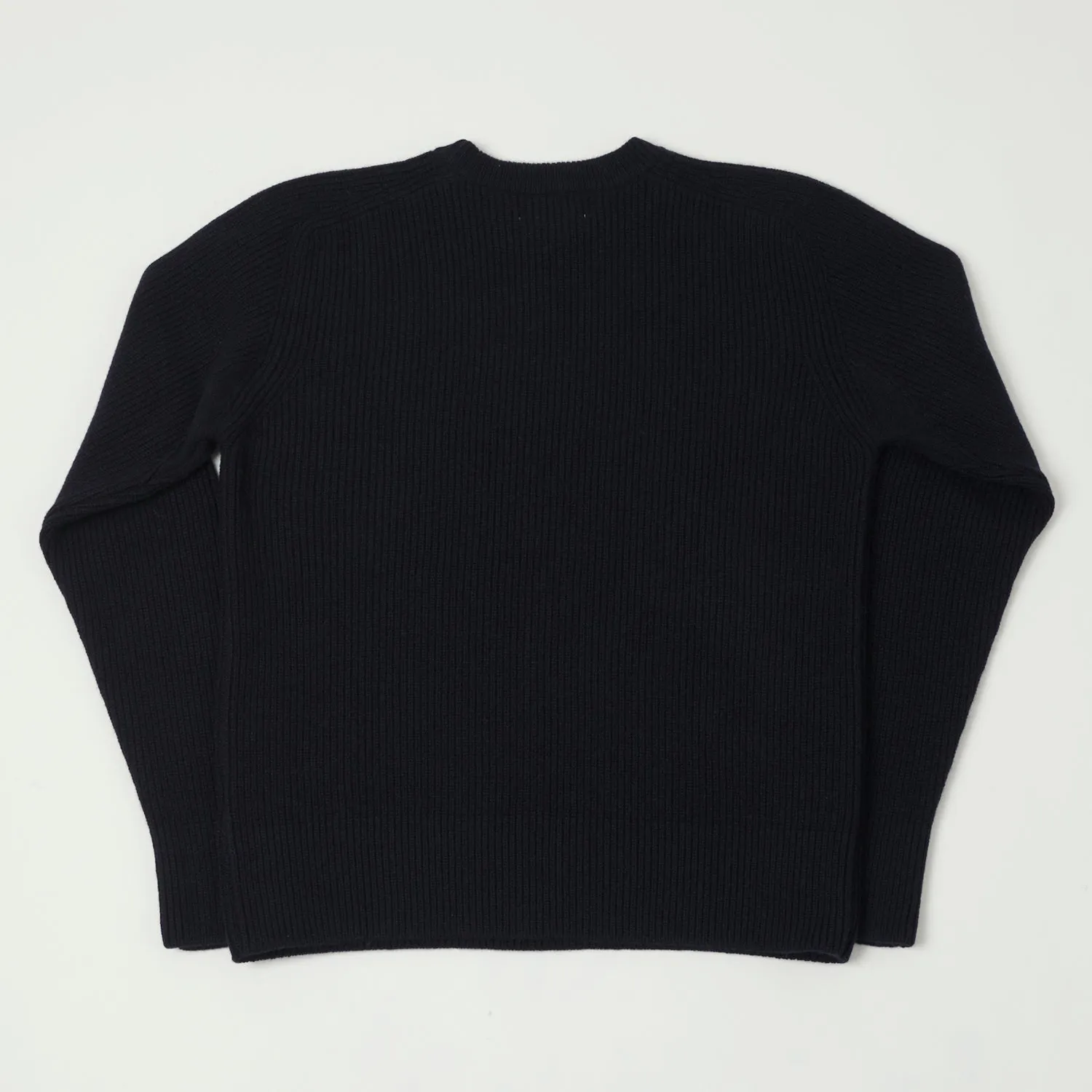Merz b. Schwanen LOCC02 Ribbed Knit Crew Neck Pullover - Dark Navy
