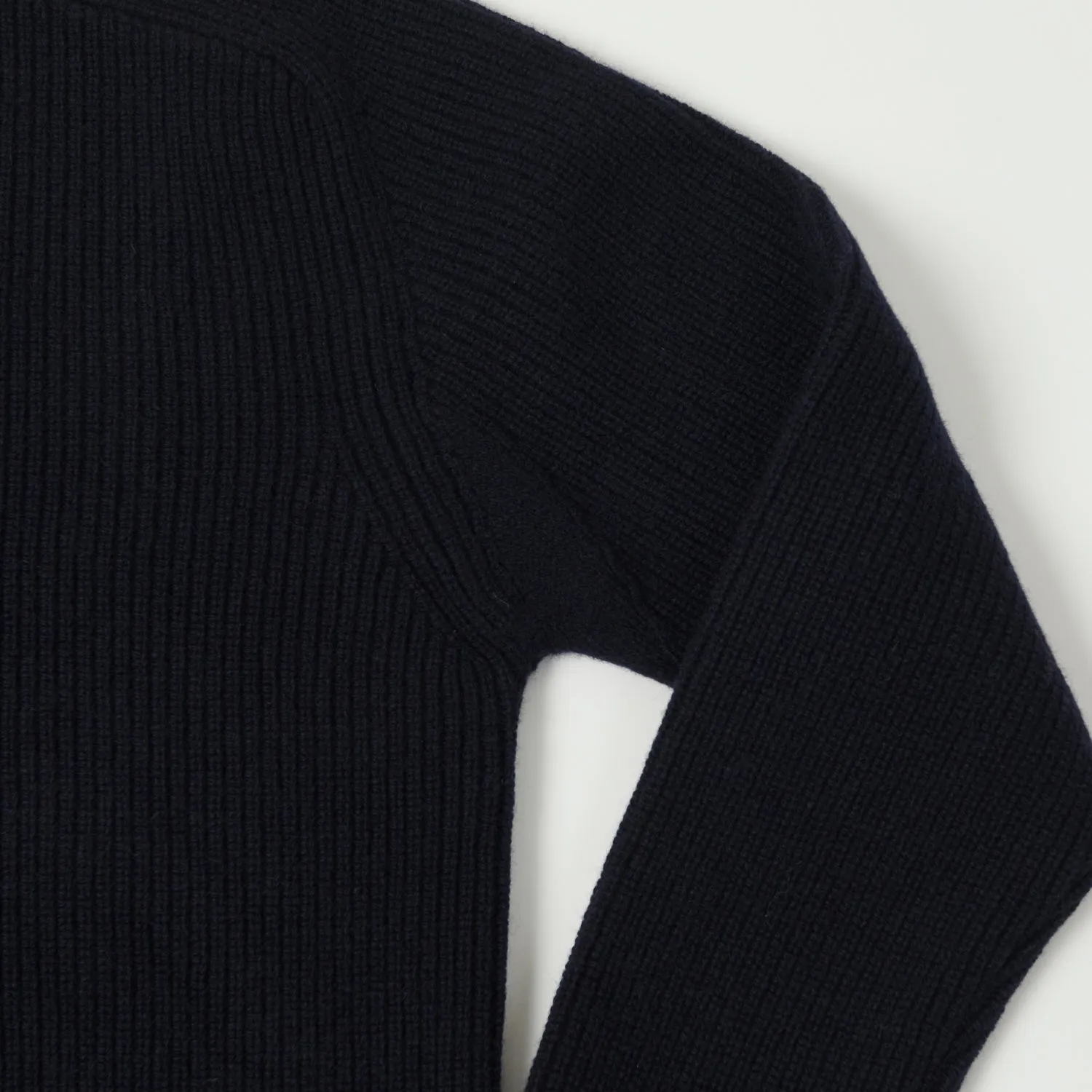 Merz b. Schwanen LOCC02 Ribbed Knit Crew Neck Pullover - Dark Navy