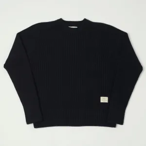 Merz b. Schwanen LOCC02 Ribbed Knit Crew Neck Pullover - Dark Navy