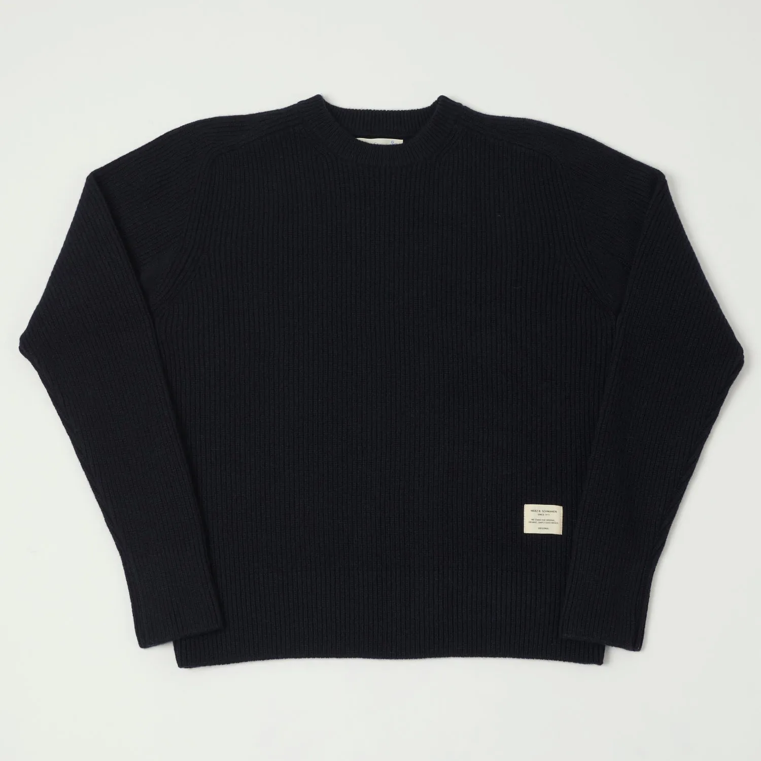 Merz b. Schwanen LOCC02 Ribbed Knit Crew Neck Pullover - Dark Navy