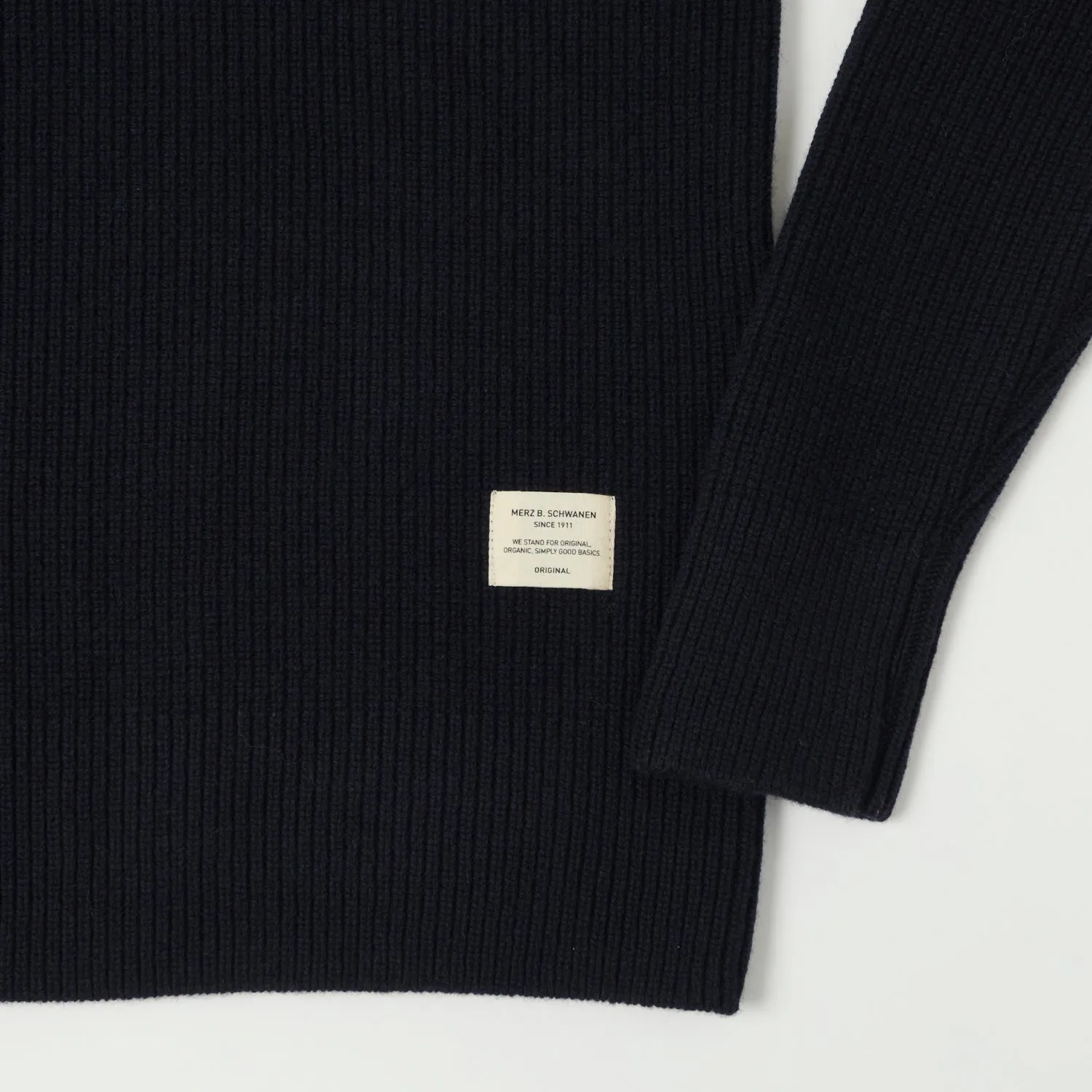 Merz b. Schwanen LOCC02 Ribbed Knit Crew Neck Pullover - Dark Navy