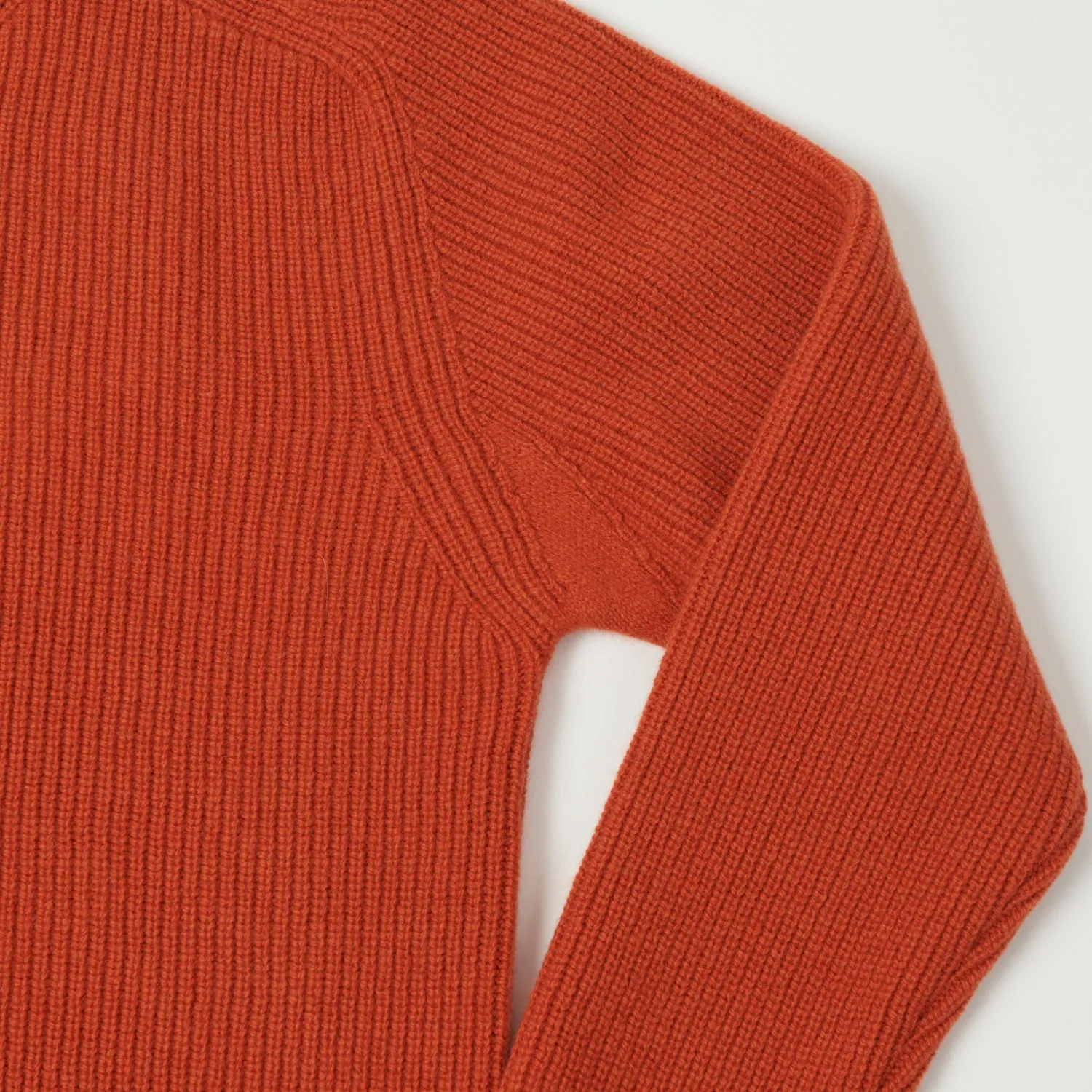 Merz b. Schwanen LOCC02 Ribbed Knit Crew Neck Pullover - Rust