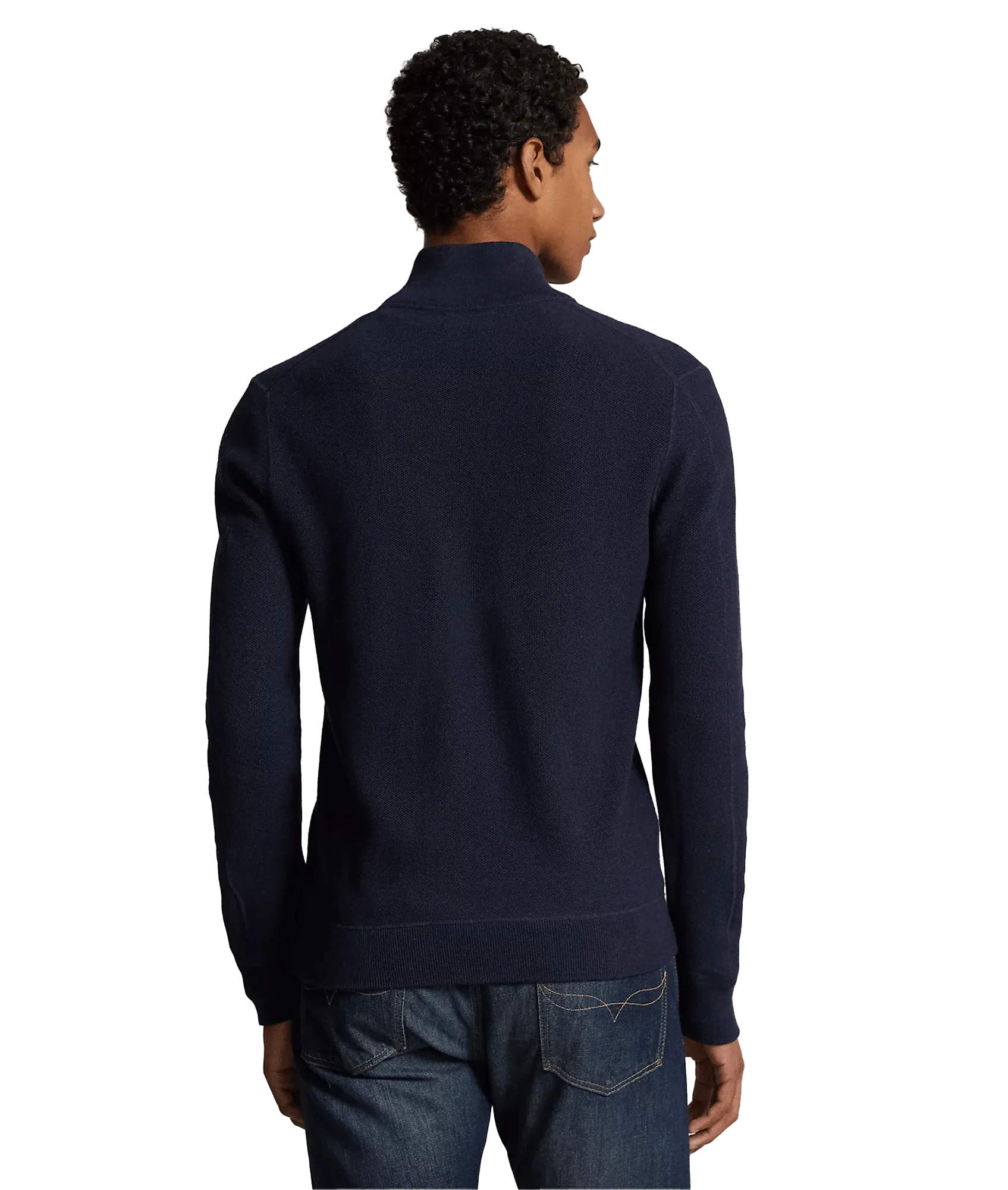 Mesh-Knit Cotton Full-Zip Sweatshirt - Navy