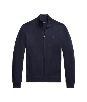 Mesh-Knit Cotton Full-Zip Sweatshirt - Navy