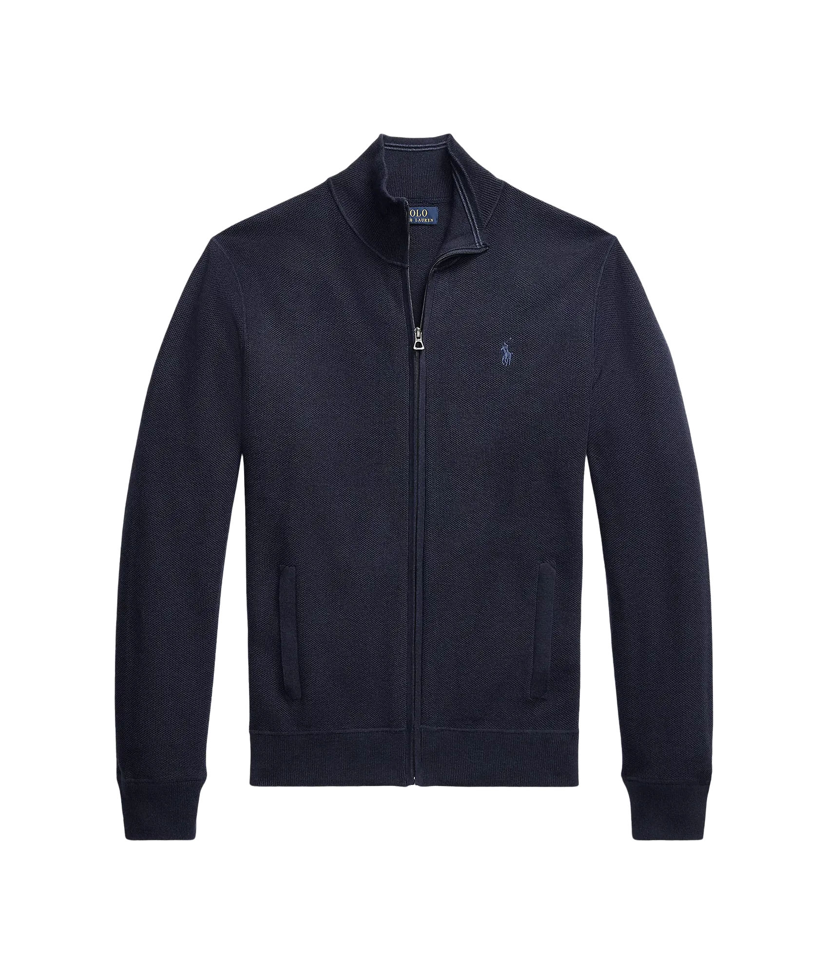 Mesh-Knit Cotton Full-Zip Sweatshirt - Navy