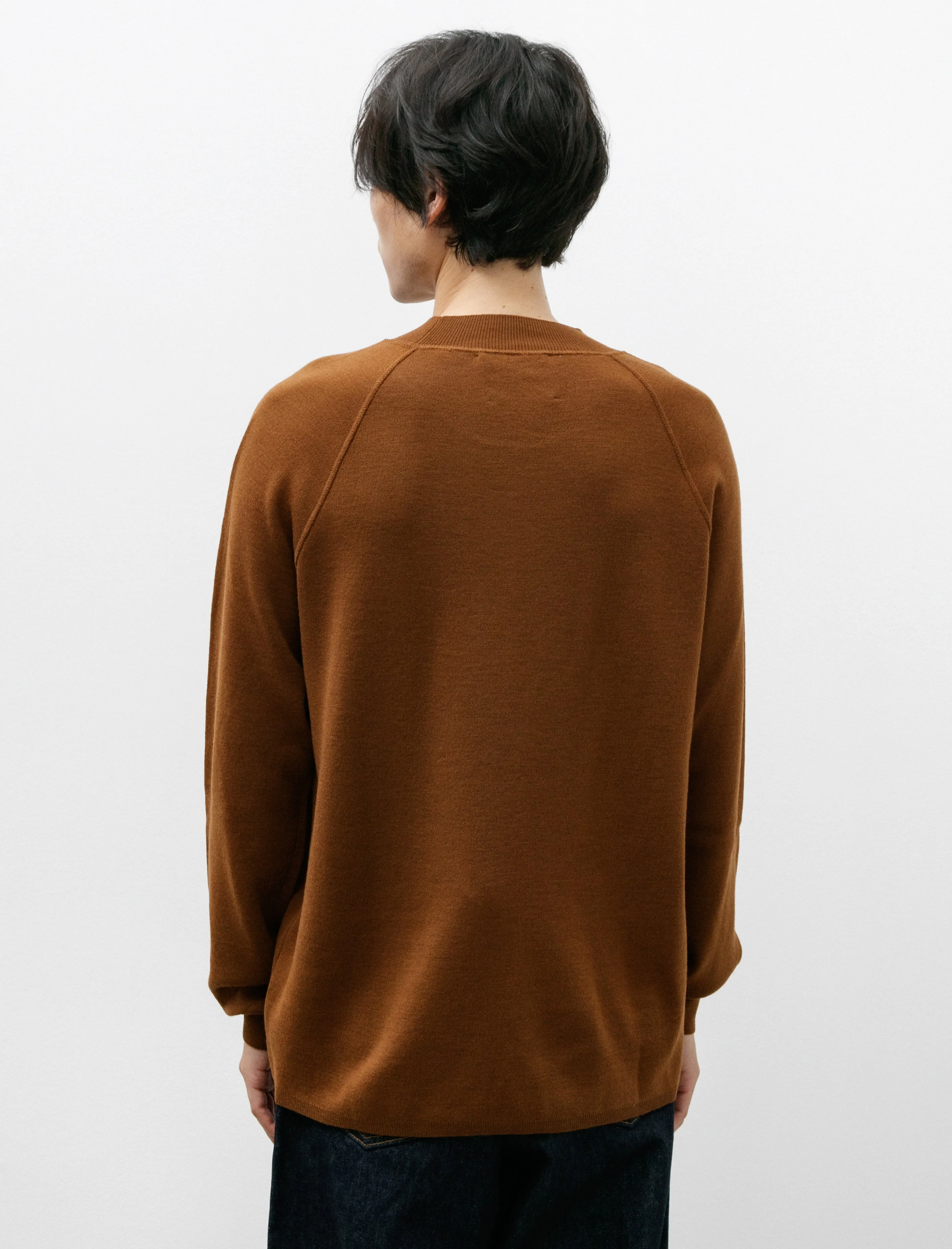 MHL Wide Neck Sweatshirt Fine Merino Wool Tobacco