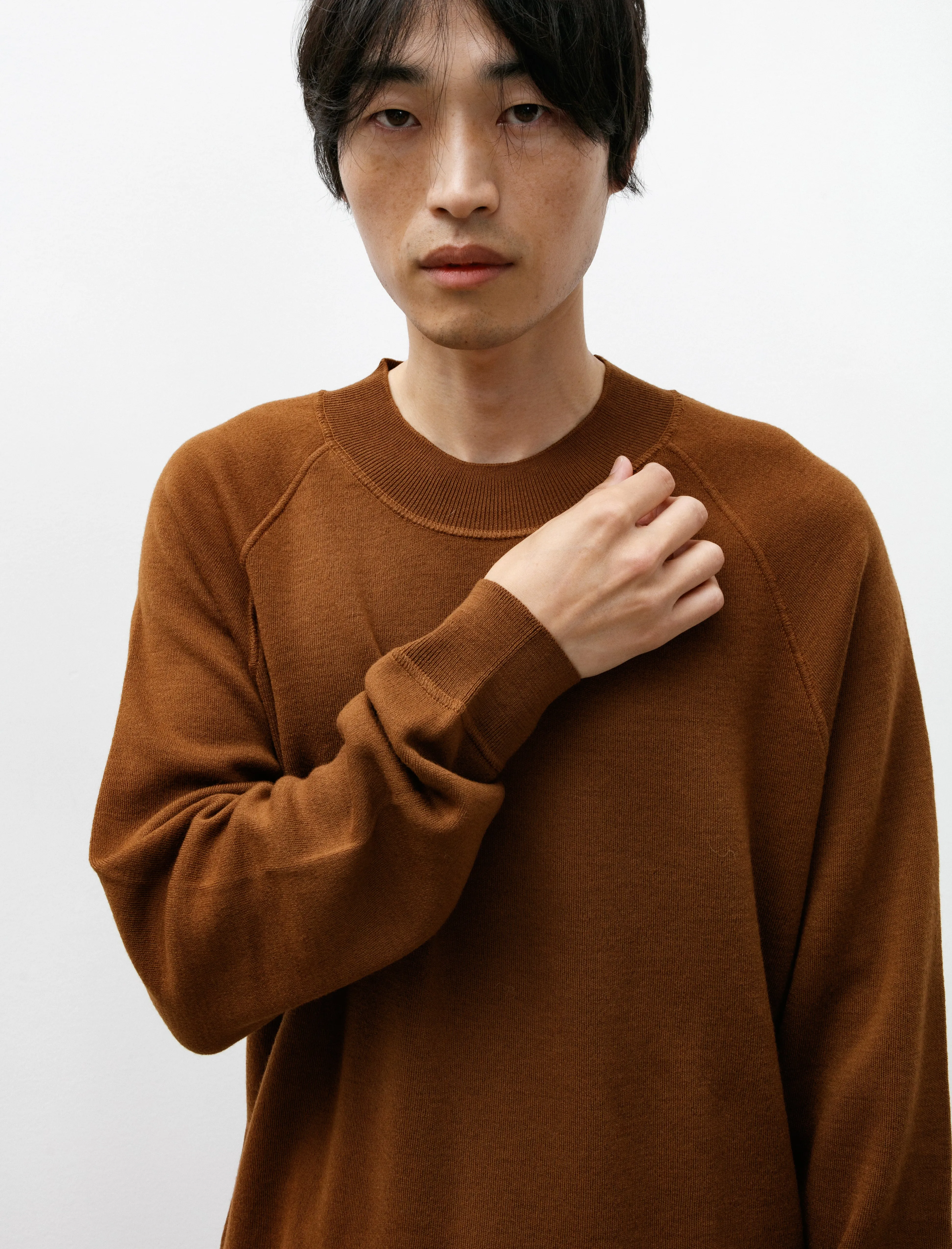 MHL Wide Neck Sweatshirt Fine Merino Wool Tobacco