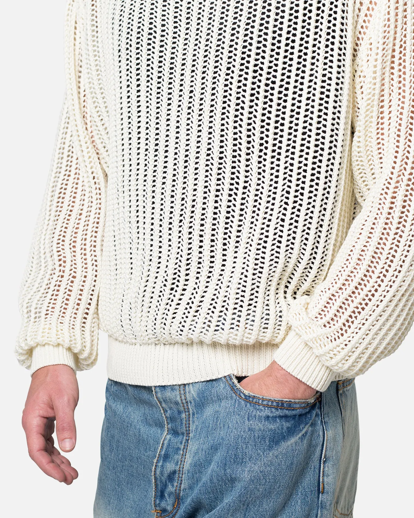 MNML Mesh Knit Sweater Cream