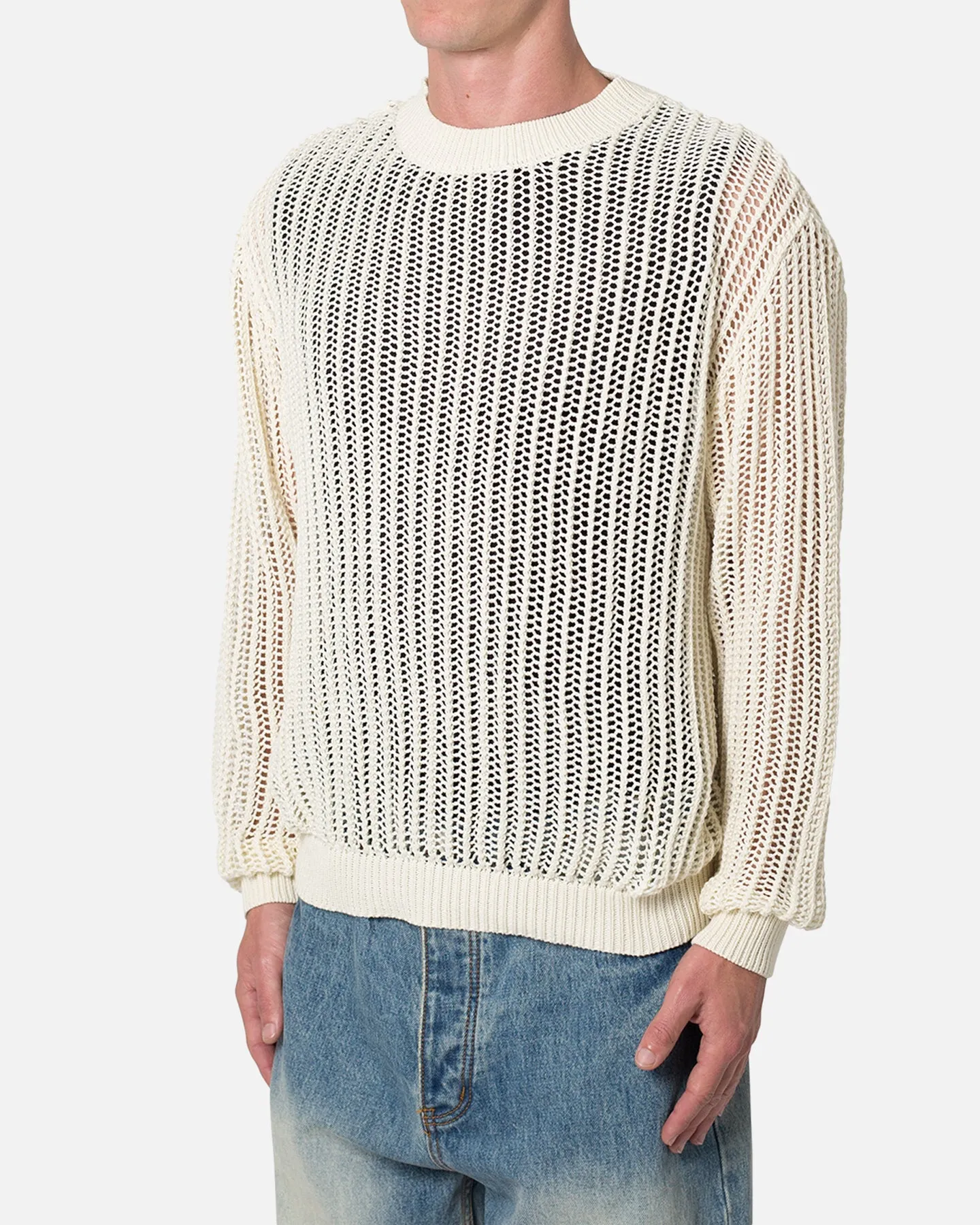 MNML Mesh Knit Sweater Cream