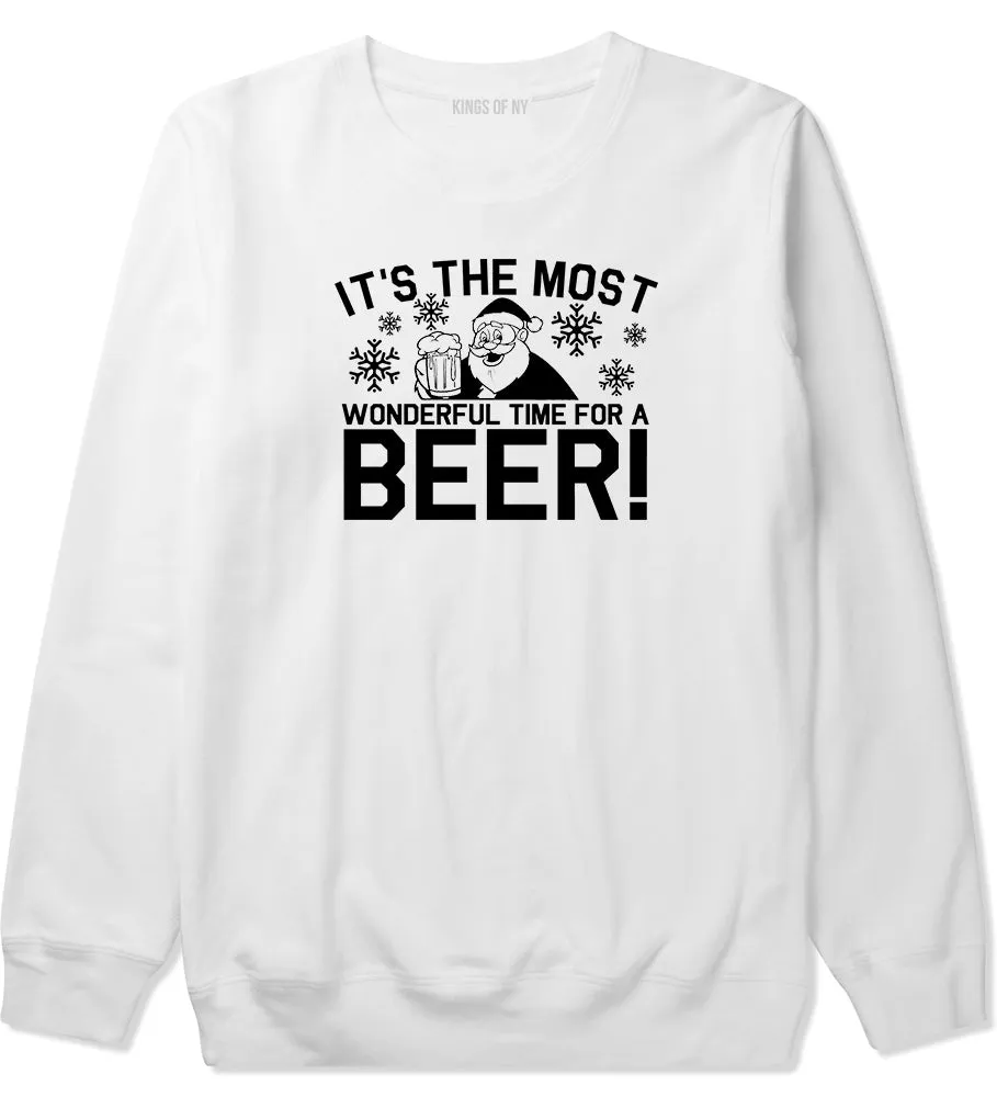 Most Wonderful Time Beer Funny Christmas Mens Crewneck Sweatshirt