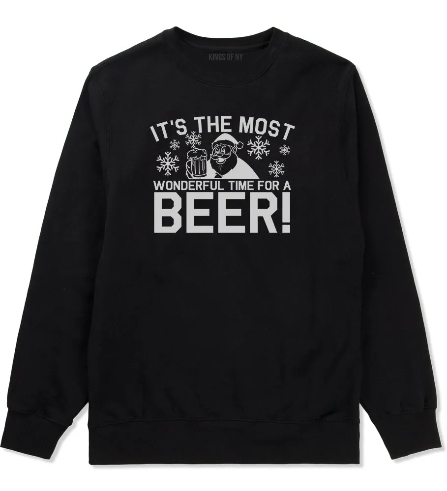 Most Wonderful Time Beer Funny Christmas Mens Crewneck Sweatshirt