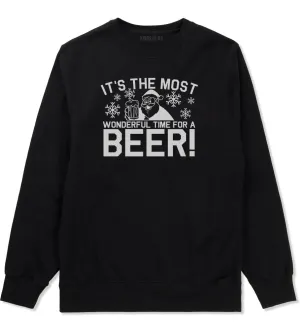 Most Wonderful Time Beer Funny Christmas Mens Crewneck Sweatshirt