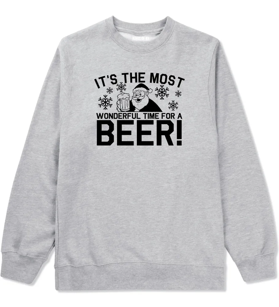 Most Wonderful Time Beer Funny Christmas Mens Crewneck Sweatshirt