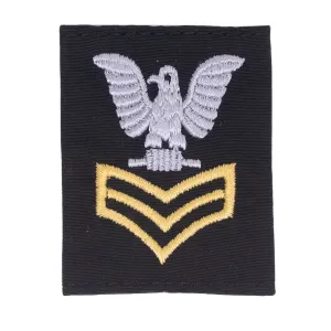 Navy Cold Weather Parka (CWP) Tab Device: Gold Embroidered Chevrons E6 First Class Petty Officer