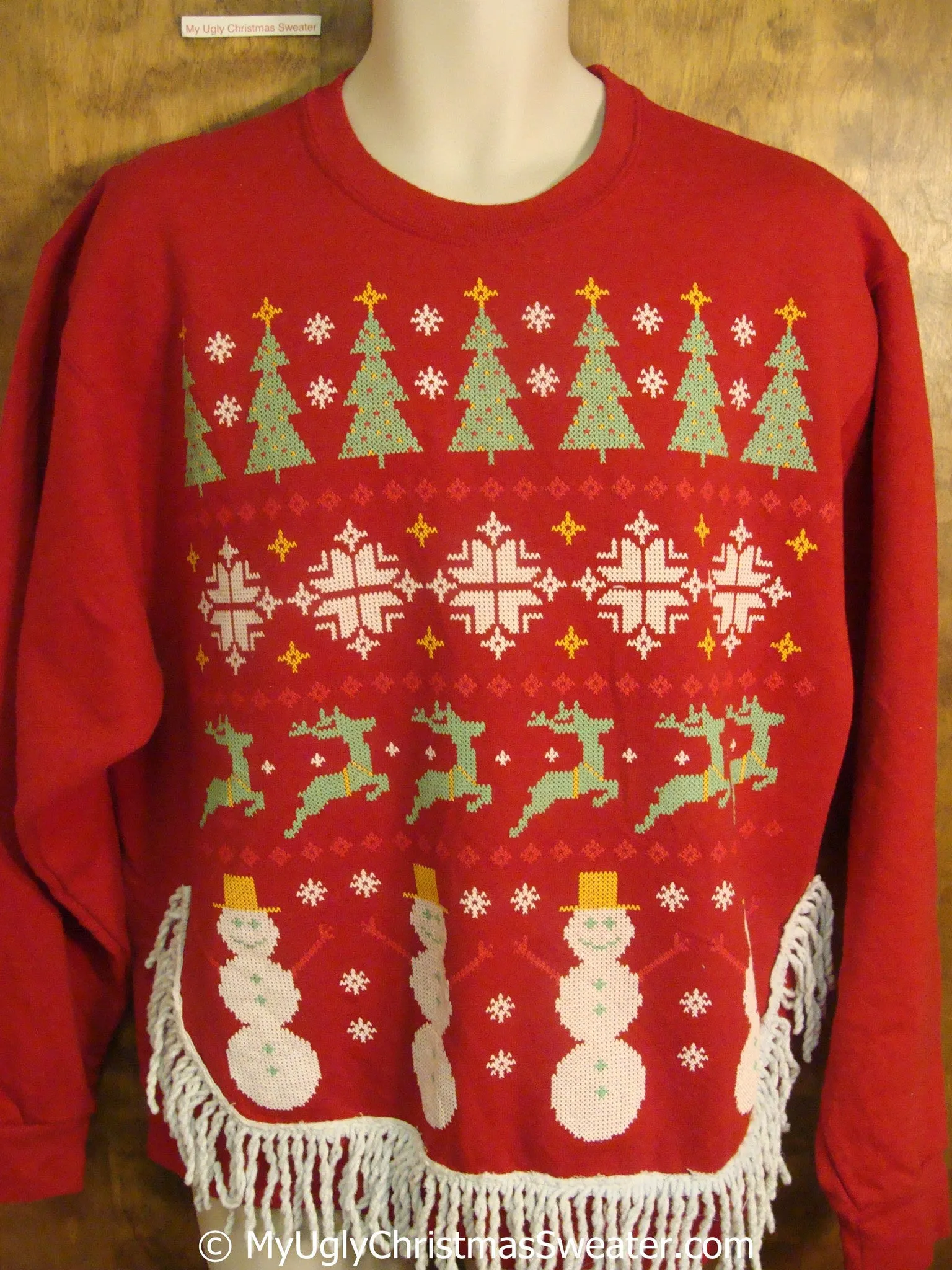 Nordic Reindeer and Snowmen Tacky Christmas Sweatshirt