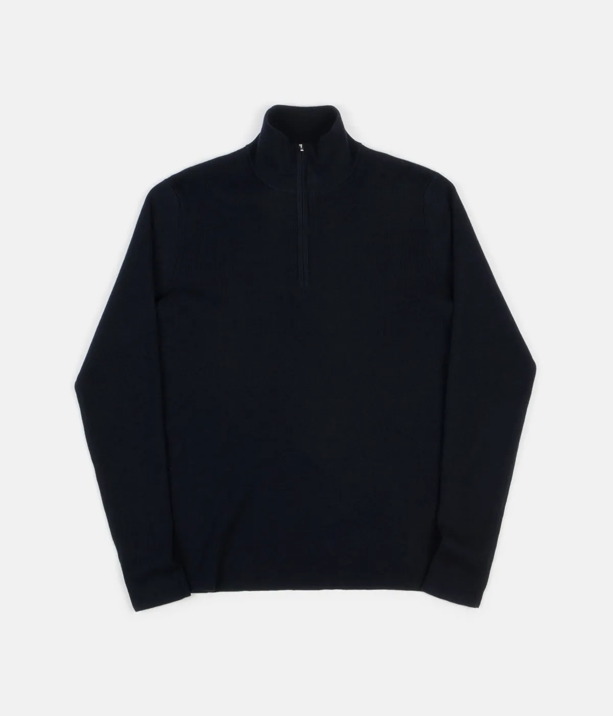 Norse Projects Fjord Half Zip Rib Knitted Sweatshirt - Dark Navy