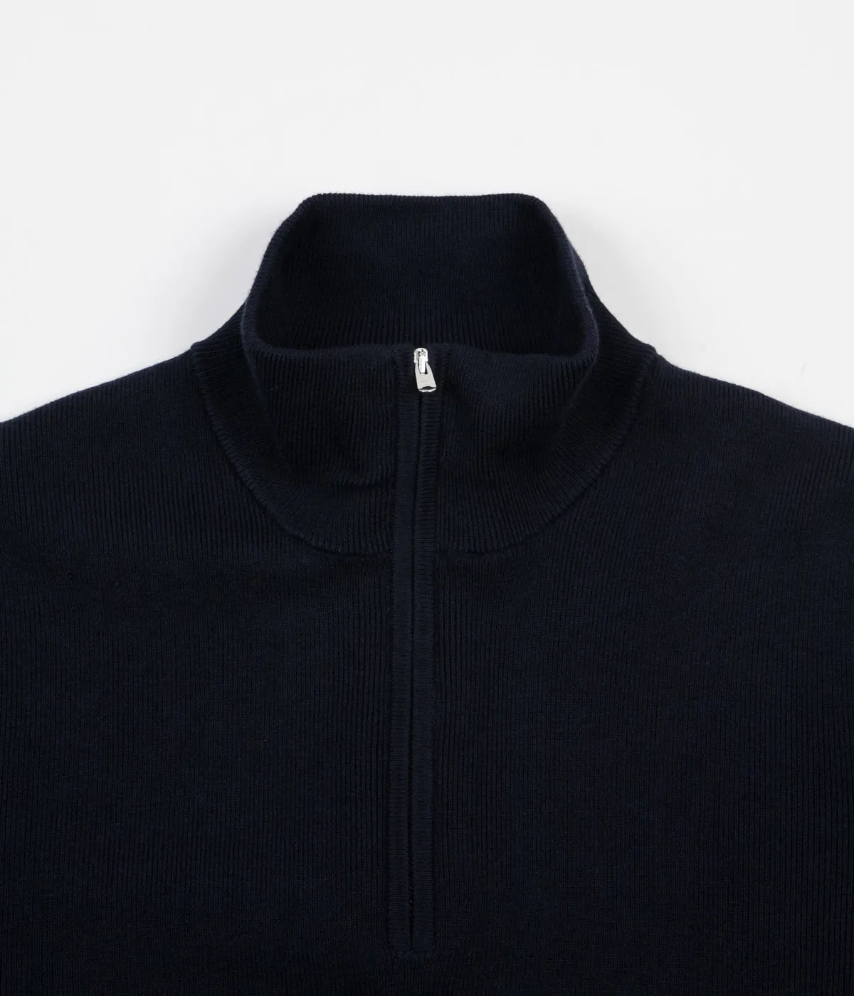 Norse Projects Fjord Half Zip Rib Knitted Sweatshirt - Dark Navy