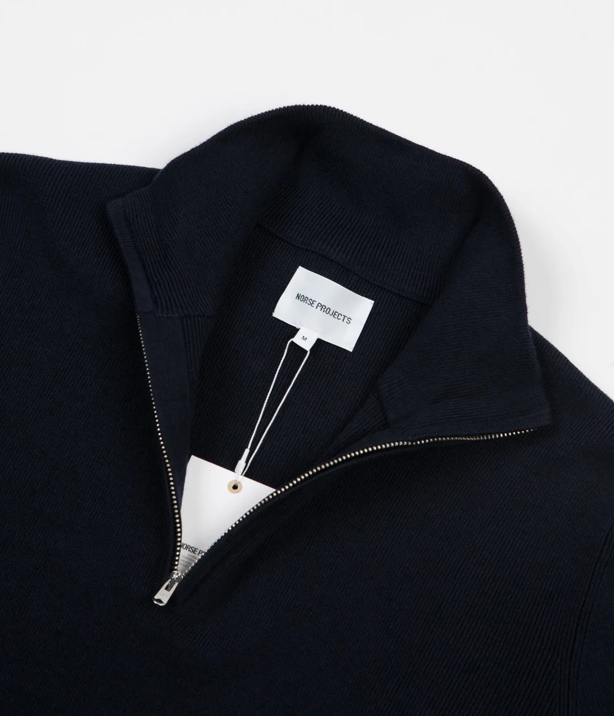 Norse Projects Fjord Half Zip Rib Knitted Sweatshirt - Dark Navy