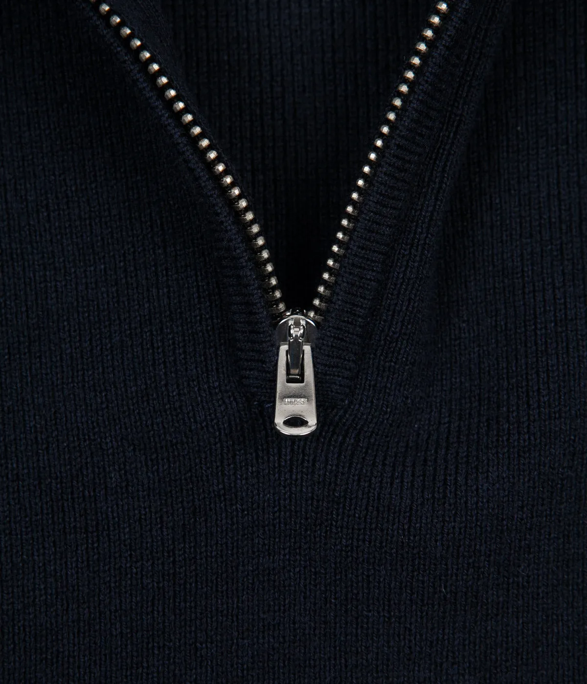 Norse Projects Fjord Half Zip Rib Knitted Sweatshirt - Dark Navy
