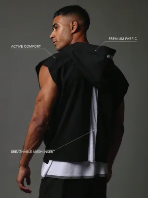Overhead Sleeveless Hoodie With Colour Block Mesh Detail At The Back College Ready