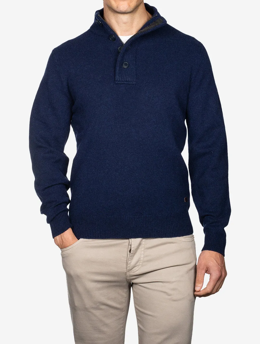 Patch Half Zip Deep Blue
