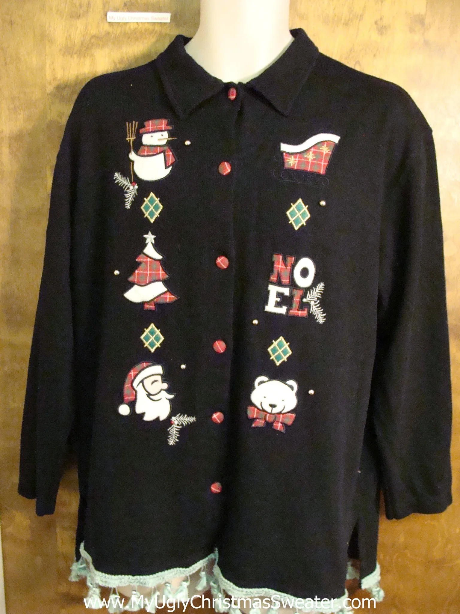 Plaid NOEL Santa and Bear Funny Christmas Sweatshirt
