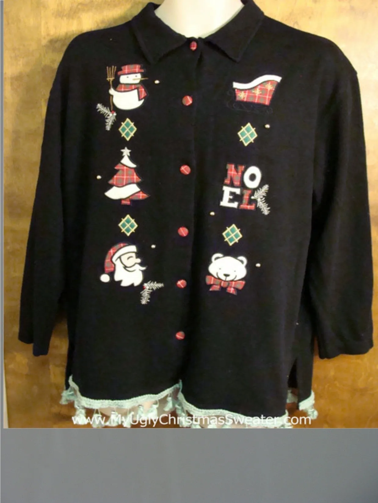 Plaid NOEL Santa and Bear Funny Christmas Sweatshirt