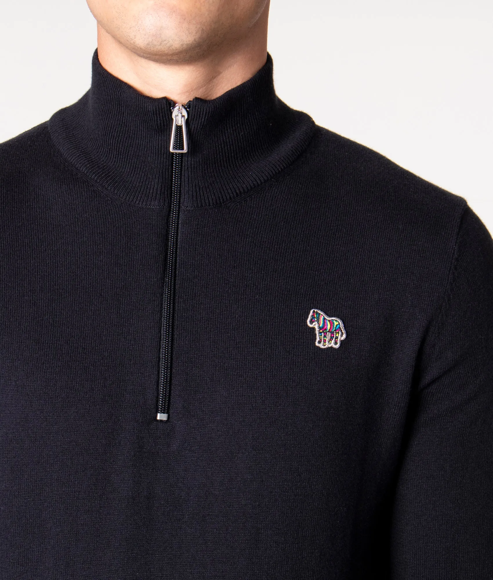 Quarter Zip Zebra Badge Jumper