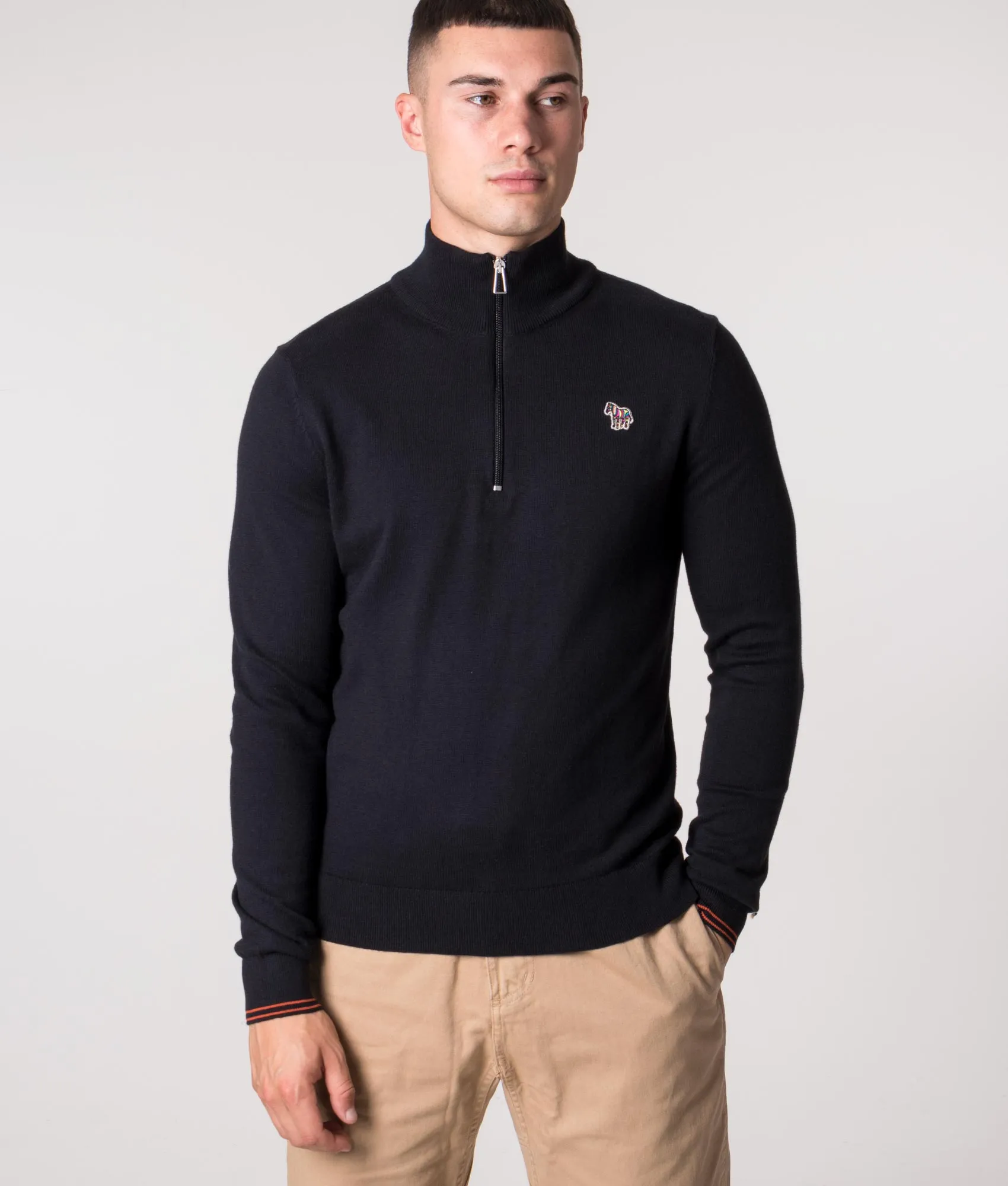 Quarter Zip Zebra Badge Jumper