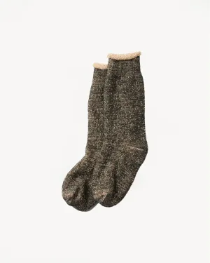 R1001-BR - Double Face Crew Socks Merino Wool OG - Black, Brown