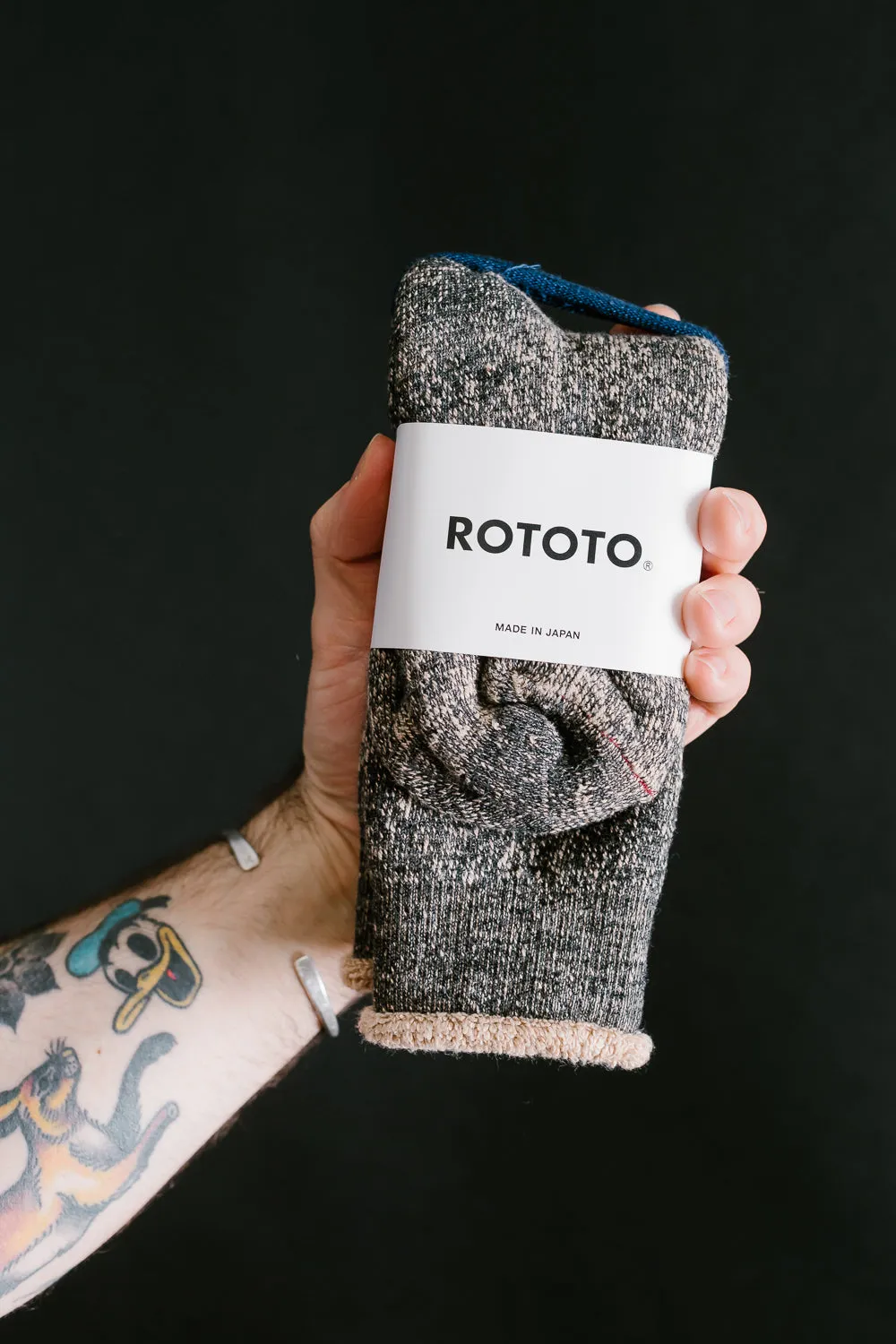 R1001-BR - Double Face Crew Socks Merino Wool OG - Black, Brown