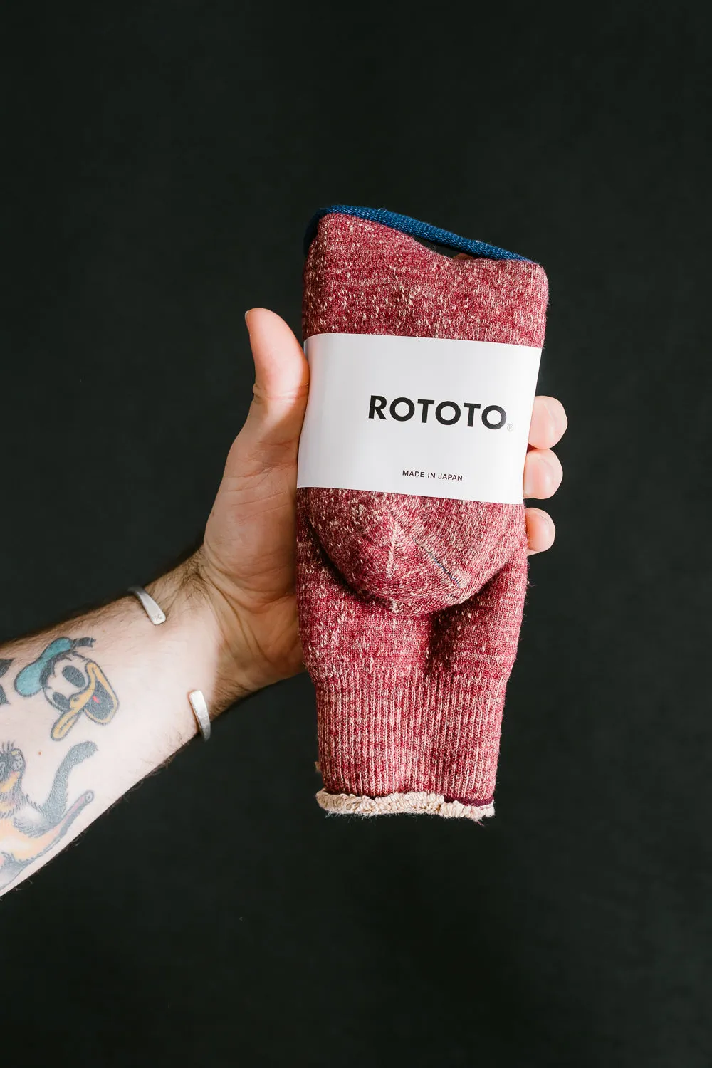 R1001-BR - Double Face Crew Socks Merino Wool OG - Dark Red, Brown