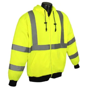 Radians SJ01-3 Hi Vis Class 3 Hooded SweatShirt...Lime Gree...ANSI