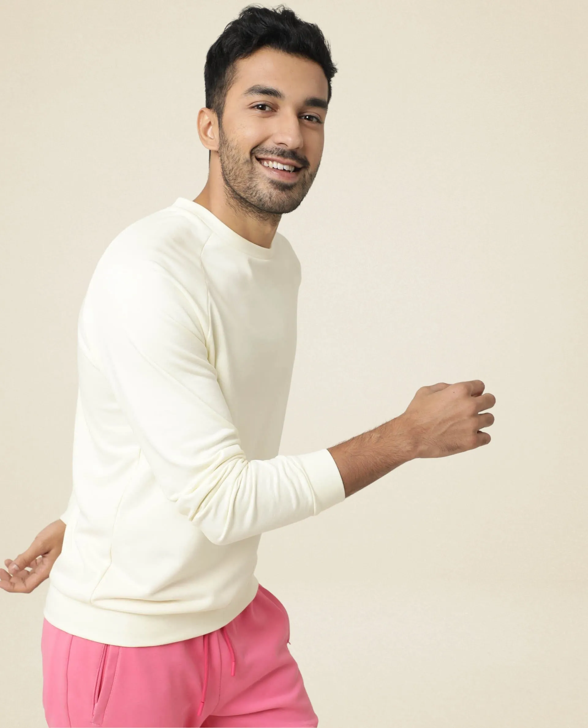 Rare Rabbit Articale Men's Arum Blonde Yellow Cotton Fabric Full Sleeves Solid Sweatshirt
