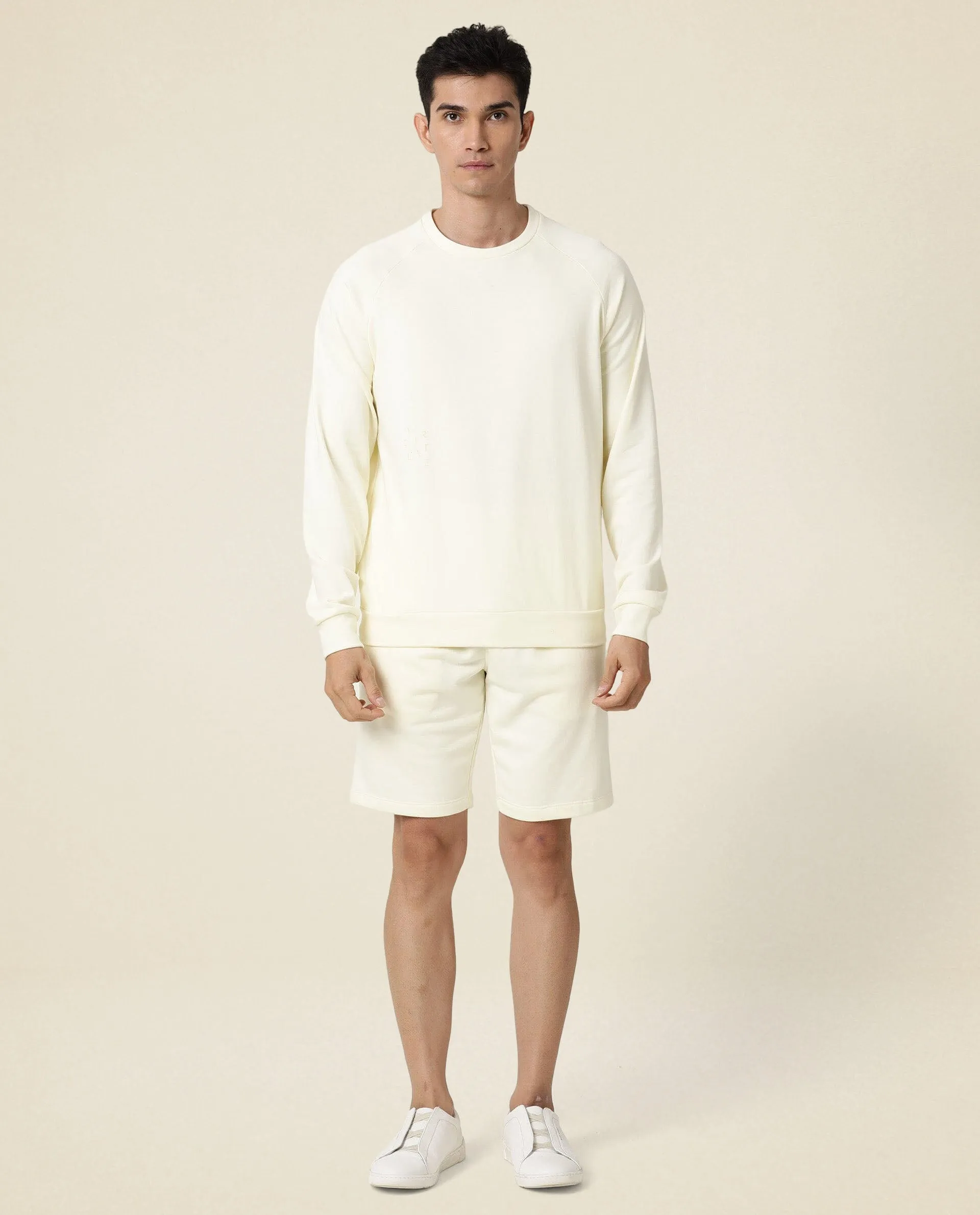 Rare Rabbit Articale Men's Arum Blonde Yellow Cotton Fabric Full Sleeves Solid Sweatshirt