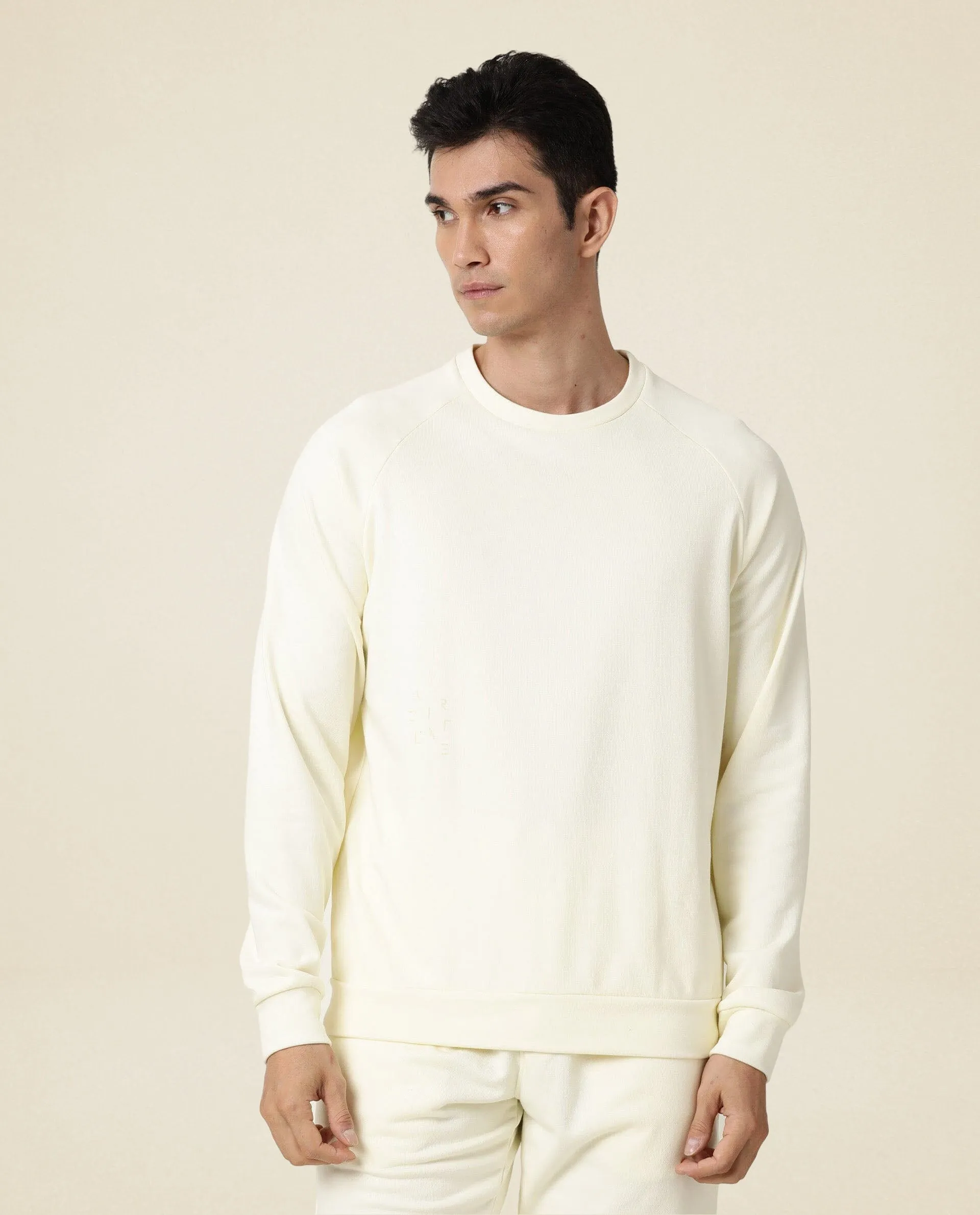 Rare Rabbit Articale Men's Arum Blonde Yellow Cotton Fabric Full Sleeves Solid Sweatshirt