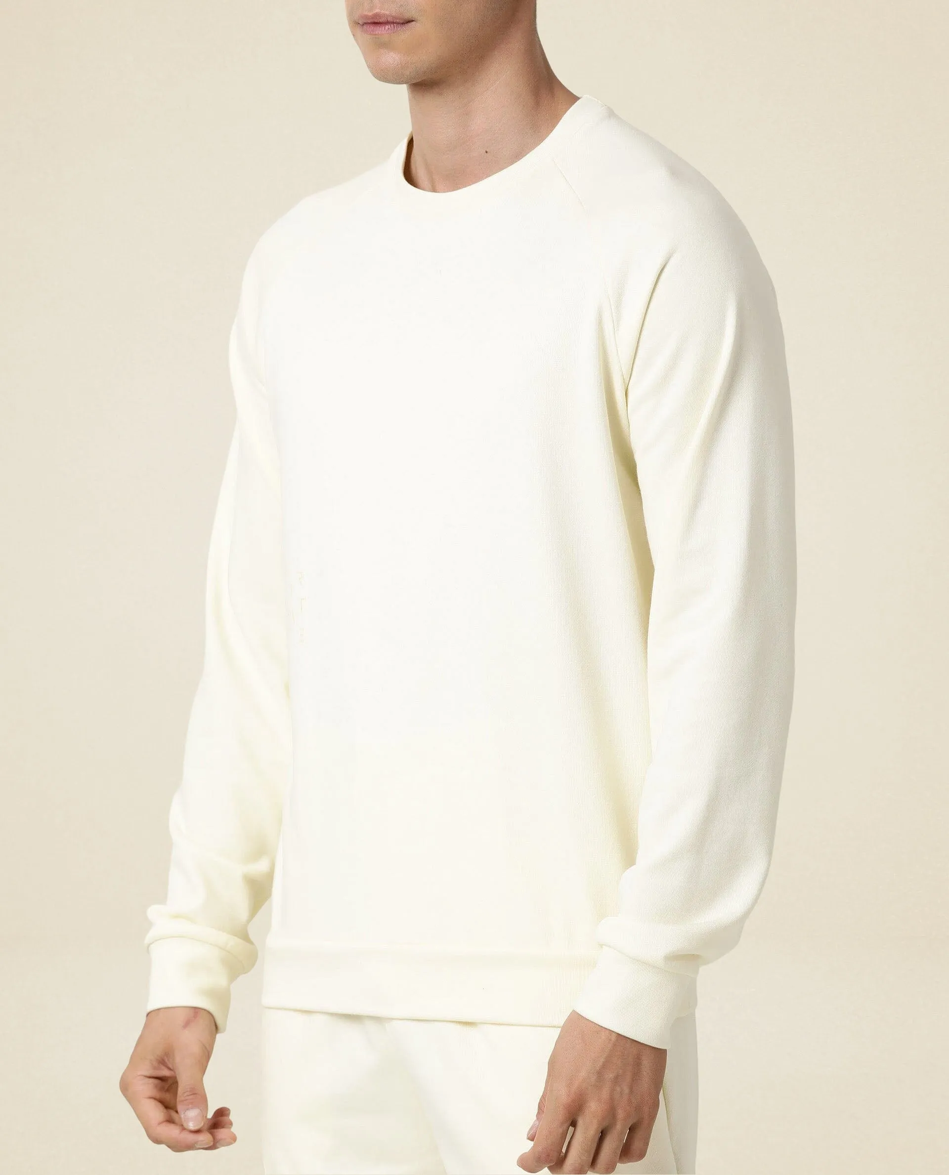 Rare Rabbit Articale Men's Arum Blonde Yellow Cotton Fabric Full Sleeves Solid Sweatshirt