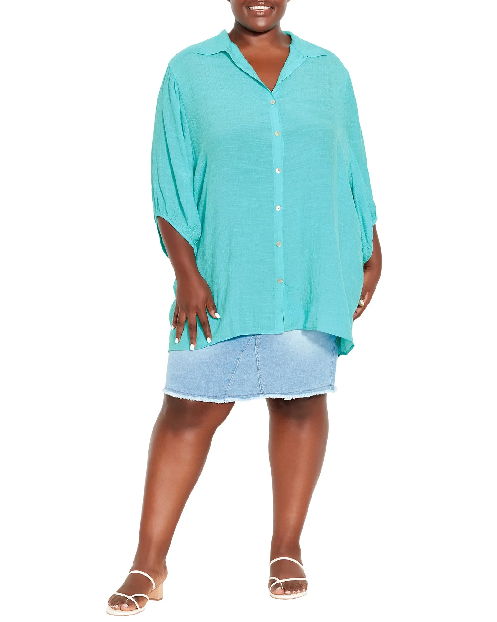 Renata Longline Shirt | Turquoise