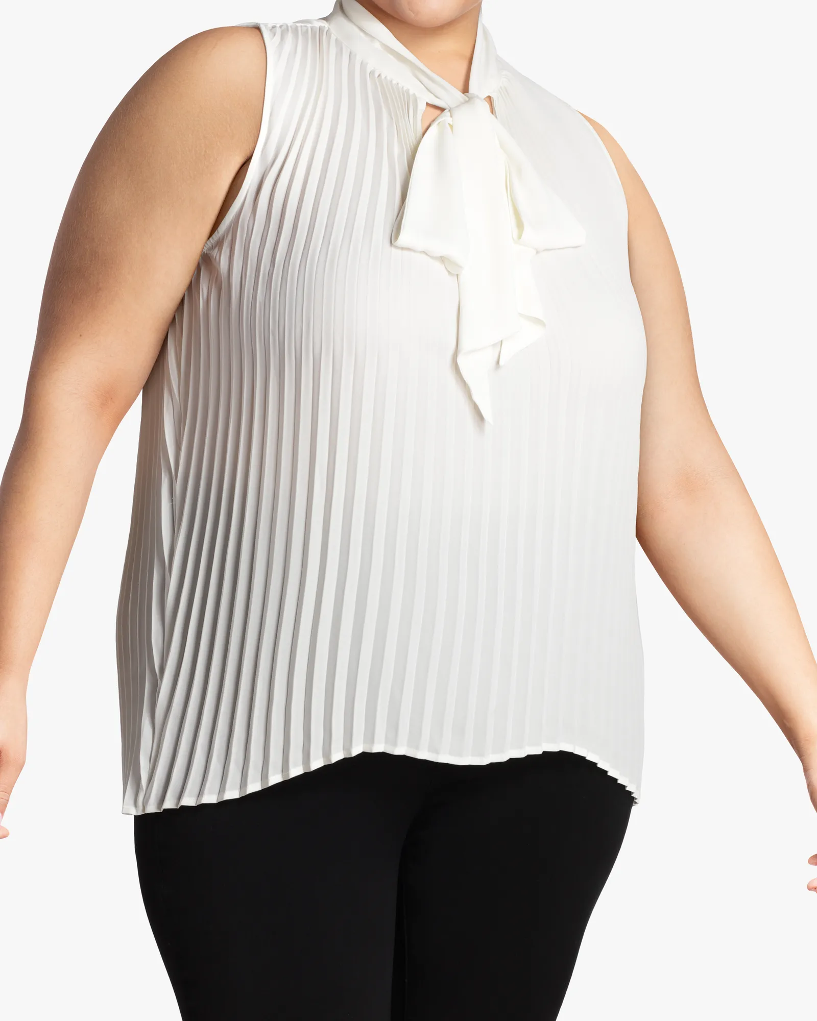 Shannon Pleated Sleeveless Blouse | Ivory