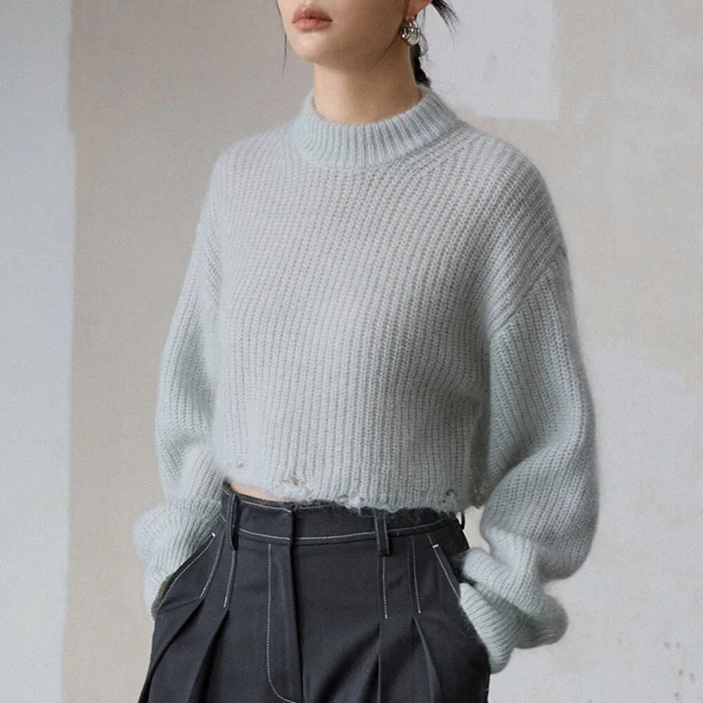 Solid Casual Knitting Sweaters For Women Round Neck Long Sleeve Minimalist Temperament Sweater Female Fashion