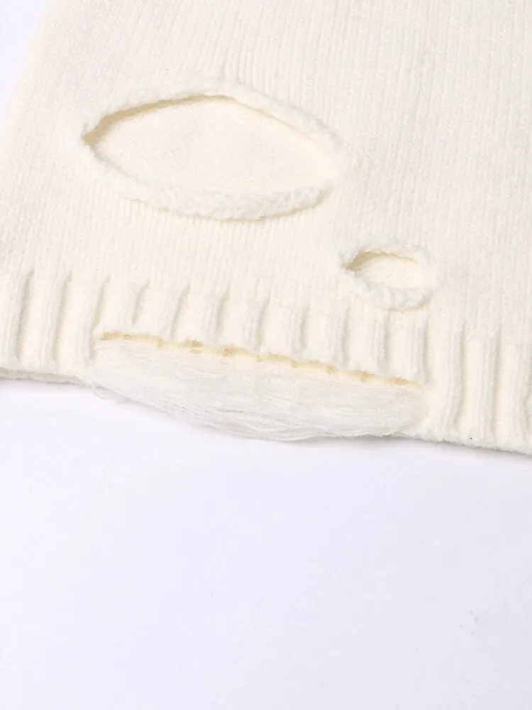 Solid Casual Loose Knitting Sweaters For Women Round Neck Long Sleeve Hollow Out Designer Pullover Sweater Female