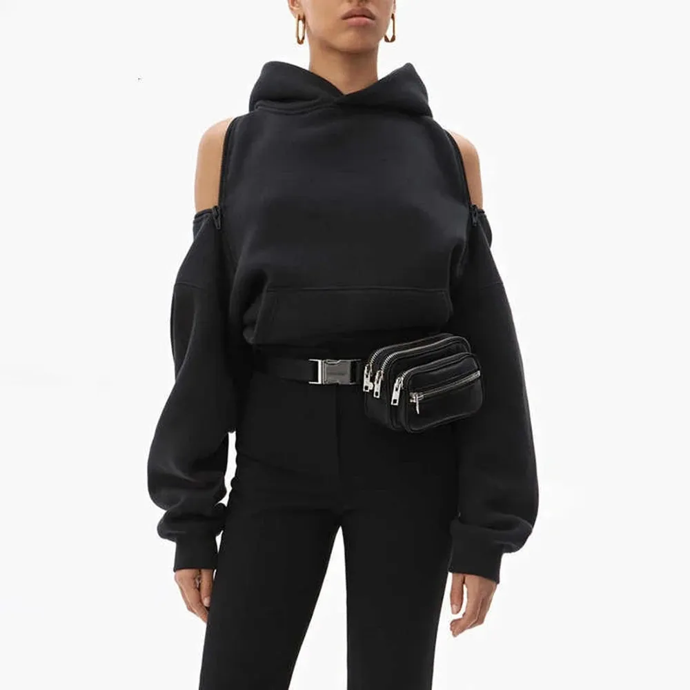 Solid Patchwork Zipper Casual Sweatshirts For Women Hooded Long Sleeve Minimalist Loose Pullover Sweatshirt Female Fashion