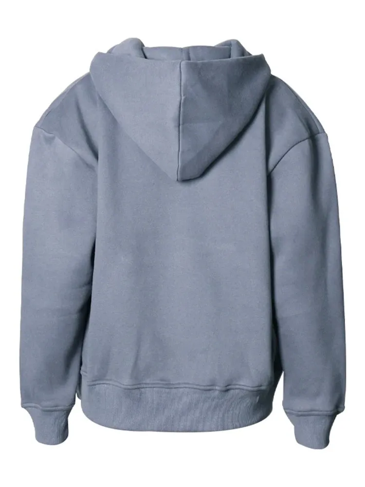 Solid Patchwork Zipper Casual Sweatshirts For Women Hooded Long Sleeve Minimalist Loose Pullover Sweatshirt Female Fashion