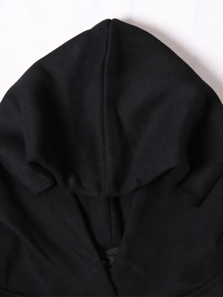 Solid Patchwork Zipper Casual Sweatshirts For Women Hooded Long Sleeve Minimalist Loose Pullover Sweatshirt Female Fashion