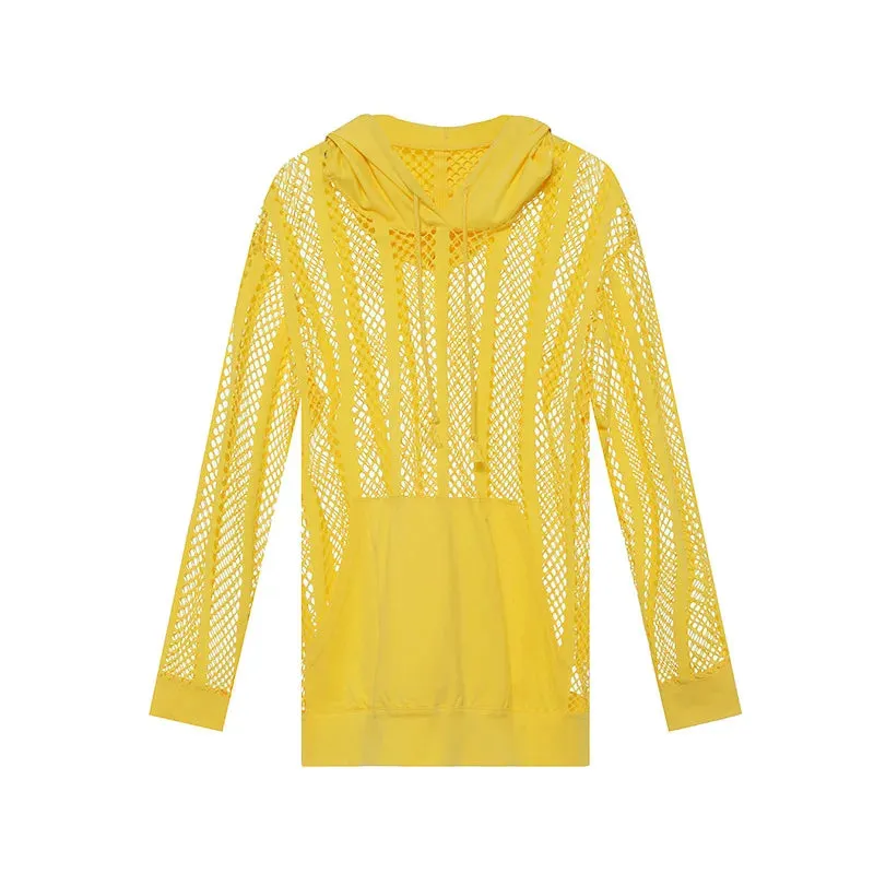 SSANSISITER Men's Mesh Hooded Sweatshirt