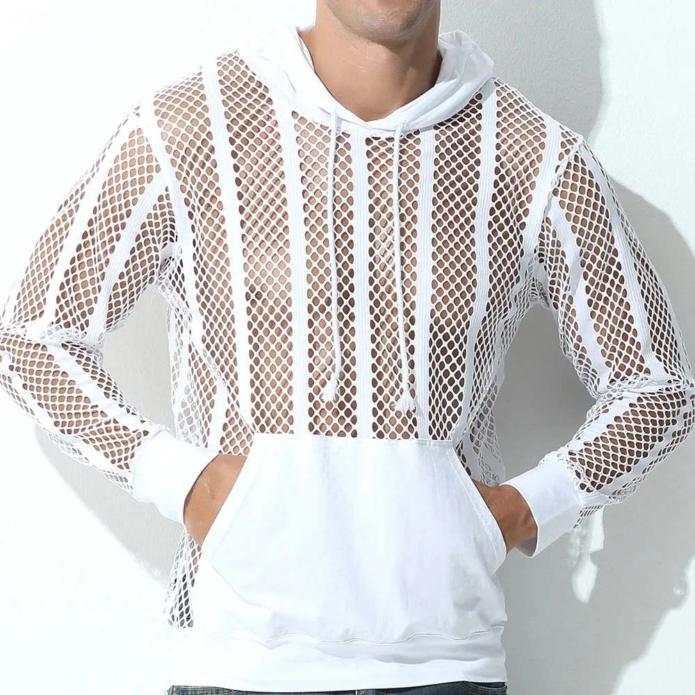 SSANSISITER Men's Mesh Hooded Sweatshirt